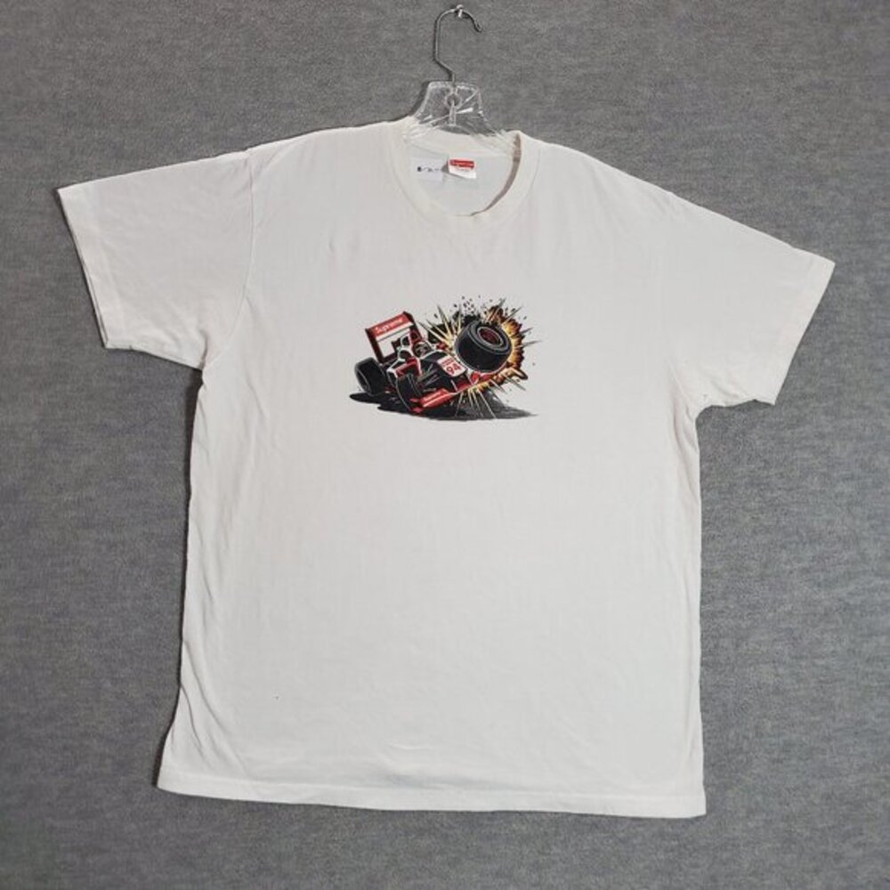 Supreme Men Shirt Large White FW21 Crash Graphic Short Sleeve‎ Crew Neck Tee